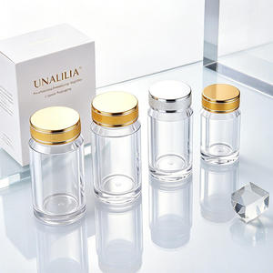 Bouteilles en acrylique transparentes de luxe rechargeables pour le stockage et l'emballage de médicaments, capsules, pilules, poudres, vitamines et comprimés - Product Image 4
