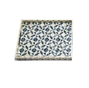Enamel Design Pearl Wood Round Shape Serving <b>Trays</b> Patter for Home Hotels & Restaurant Tabletop Food <b>Snacks</b> & Drinks <b>Trays</b> - Product Image 2