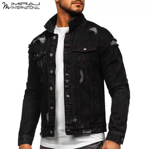 New Arrival Comfortable Breathable Denim <b>Men's</b> Denim <b>Jacket</b> OEM Custom Cotton Wool Black Color Casual Denim Winter <b>Jackets</b> - Product Image 4