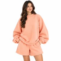 Ensemble sweat-shirt et short surdimensionné de qualité supérieure pour femme, coupe ample, pull à manches longues, design décontracté, tenue décontractée assortie, streetwear
