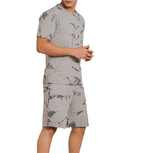 Men's Gray <b>Bird</b> Print Casual Shorts Set Breathable Knitted Elastic Waist Mid Rise Short Sleeve T-<b>Shirt</b> and Shorts Outfit - Product Image 6