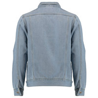 Veste en jean bleu clair pour homme, coupe droite, boutonnée, décontractée, en tissu de coton tissé délavé, vente en gros