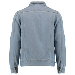 Veste en jean bleu clair pour homme, coupe droite, boutonnée, décontractée, en tissu de coton tissé délavé, vente en gros - Product Image 2