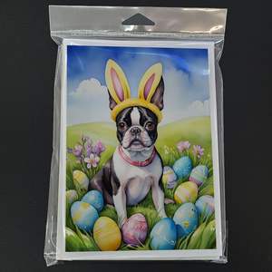 Whimsical Boston Terrier easter ไข่, A7 8ใบขนาด5x7โน๊ตการ์ดเปล่าพร้อมซองสำหรับทักทาย - Product Image 3