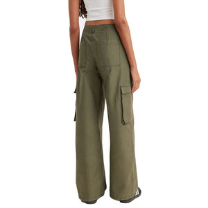 Top trendy Women <b>Cargo</b> Pants Baggy Fit Cotton Twill High Waist Wide Leg Multi Pocket Streetwear <b>Y2K</b> <b>Cargo</b> Trousers Custom OEM - Product Image 2