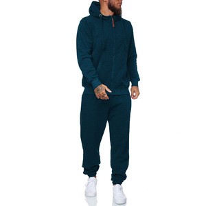 2025 Men's High Quality Two Piece Hooded Sweatsuits Set Custom Letter Print Logo Solid Color Blank Plain Tracksuit for <b>Jogging</b> - Product Image 1