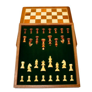 Luxury Solid Wood Chess Set 15" Folding Travel Board <b>Game</b> - Custom Handcrafted Staunton Pieces with Drawer Storage Chessboard - Product Image 4
