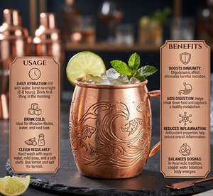 Drink Cocktail Serving <b>Mug</b> Medium Size Metal Handle Engraved Design <b>Copper</b> <b>Mug</b> for Home Metal Julep Cup for Crushed Ice - Product Image 3