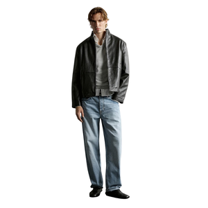 Men's Black Genuine <b>Leather</b> Streetwear <b>Blazer</b> <b>Jacket</b> Notch Lapel Three Button Front Relaxed Fit Premium Custom Fashion Outerwear - Product Image 1