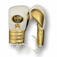 No Boxing No Life Gants de boxe professionnels à lacets en cuir de vachette de qualité supérieure, à doigts entiers, avec doublure en maille respirante et 4 couches épaisses