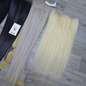 Vente en gros de petites attaches de cheveux, livraison rapide, closure HD 5x5, cheveux vietnamiens bruts blonds naturels raides et ondulés, closures en dentelle HD - Product Image 6