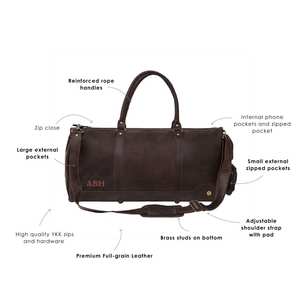 Leather Duffle Bag Vintage Style Weekender Travel Bag <b>Men</b> Women Large Capacity Business Carry-<b>on</b> Lightweight Portable Zipper - Product Image 4