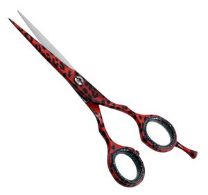 Juego de Tijeras Profesionales para Adelgazar el Cabello Kounain, Recubiertas de Rojo y Negro, Acero Inoxidable, Tijeras de Peluquero con Punta Roma, para Diestros, Mediano - Product Image 3