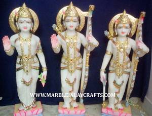 Exclusiva y Hermosa Escultura de Ram Darbar con Diseño Colorido, Ram con la Mano Bendita, Sita Mata y Laxman Ji para Templo - Product Image 6