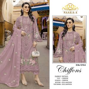 ชุดชีฟองปากีสถานพร้อมงานปักเลื่อมและมุก  ชุดออกงานดีไซเนอร์สำหรับงานแต่งงานและงานเทศกาล - Product Image 6