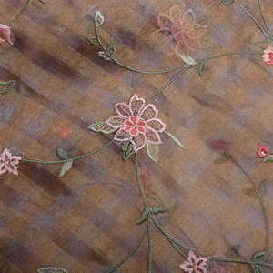 Malty Dobby Embroidered Chiffon Fabric 100% Polyester Breathable Eco-Friendly <b>Wedding</b> Customized Color Textile Supply Exports - Product Image 2
