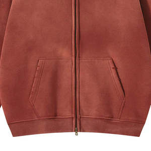 Sudadera con Capucha y Cremallera para Hombre, Talla Grande, Color Sólido, Estilo Casual de Otoño, Manga Larga, 100% Algodón, Tejido French Terry - Product Image 5
