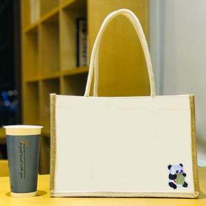 Large Capacity Jute Logo Shopping <b>Bag</b> Custom Printed for Grocery and Retail - Product Image 5