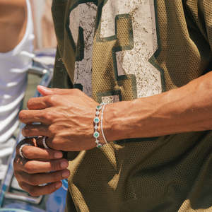 Bracelet tennis en argent sterling 925 avec halo de moissanite verte, couleur D VVS, pierre ronde verte, bracelet de luxe pour homme et femme - Product Image 3