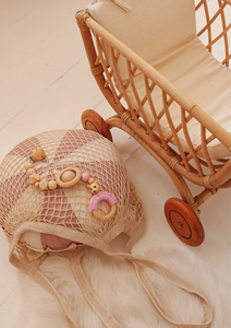 รถเข็นเด็กทำมือจากหวายธรรมชาติ พร้อมล้อไม้ ของตกแต่งห้องเด็ก - Product Image 3