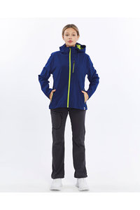 Chaqueta Softshell Azul Neón con Cierre para Mujer |   Chaqueta Técnica con Capucha, Cortavientos, para Exteriores |   Chaqueta impermeable para senderismo en montaña - Product Image 3