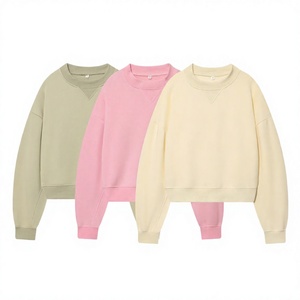 Women's Oversized Crew Neck Sweatshirt Solid Color Long Sleeve Knitted Cotton Pullover Autumn Wear - Product Image 5