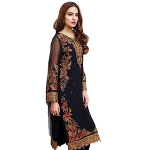 Kameez shalwar สำหรับเด็กผู้หญิงผิวดำ3ชิ้นชุดสูทลูกไม้ปักเลื่อมธรรมชาติสำหรับอินเดียฤดูร้อน - Product Image 1