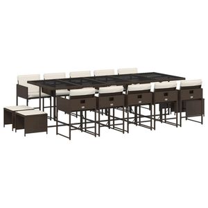 Conjunto de Muebles de Jardín Plegables de 14 Plazas en Poliratán Marrón para Patio - Product Image 2