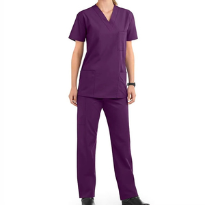 Women's Purple <b>Scrub</b> <b>Set</b> V-Neck Short Sleeve Uniform Hospital Workwear <b>Set</b> - Product Image 1