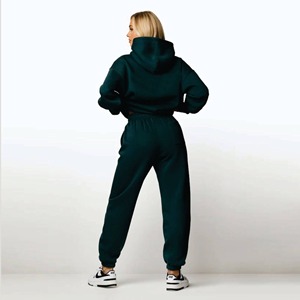 Conjunto deportivo de dos piezas de felpa personalizado de alta calidad al por mayor, sudadera con capucha y pantalones deportivos con estampado para mujer - Product Image 6