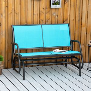 2-persona con struttura in acciaio rivestito di potere esterno aliante panca Patio doppia oscillazione sedia a dondolo Loveseat blu per giardino cortile portico - Product Image 2