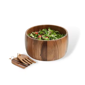 Petit bol rond en bois pour salade et smoothie, construction en noyer massif, utilisation classique pour les fêtes - Product Image 3