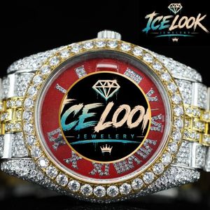 Reloj de Cuarzo de Lujo ICE LOOK para Hombre, Correa de Acero Inoxidable, Bisel de Cristal Moissanite, Estilo Hip Hop, Fecha Automática, Regalo - Product Image 3