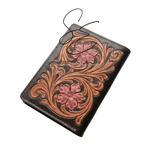 Handmade Tooled Leather <b>Passport</b> Holder RFID Blocking Travel <b>Wallet</b> Floral Carved Cover Card Slots - Product Image 2