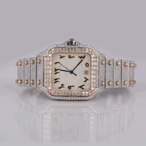 Montre de luxe unisexe collection Hip Hop en acier inoxydable avec cristal saphir et diamants brillants VVS Moissanite, mouvement à quartz, personnalisable - Product Image 2