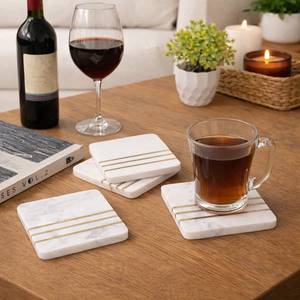 Modern Elegant Handmade Polished Marble Stone Coasters Natural Stone Coasters Mug Glass Drinks Wholesale Modern <b>Mats</b> Pads - Product Image 2