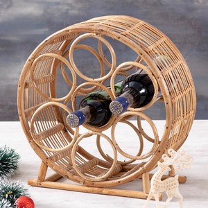 Soporte de ratán sostenible para botellas de licor, decoración para botelleros de vino, para mesa de bar en casa. - Product Image 1