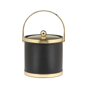 Black Gold Round Ice <b>Bucket</b> <b>with</b> <b>Lid</b> and Handle Modern Luxury Metal Beverage Cooler Tub - Product Image 1