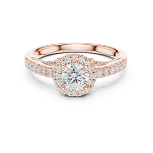 แหวนแต่งงานเพชรทรงกลมเพาะเลี้ยง 14K ทองคำเหลือง เพชรเพาะเลี้ยงใหม่ - Product Image 3
