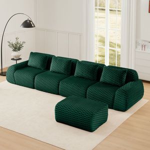 Divano componibile moderno a L in tessuto flanella, 4 posti, senza struttura, con seduta profonda, per soggiorno - Product Image 3