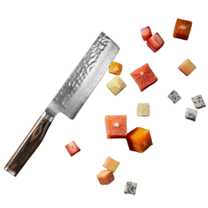 Cuchillo Nakiri de 5.5 Pulgadas, Hoja de Acero Inoxidable Damasco, Mango de Madera Marrón, Cuchillo Japonés para Cortar y Rebanar Vegetales, Cuchillo de Cocina para Chef - Product Image 3