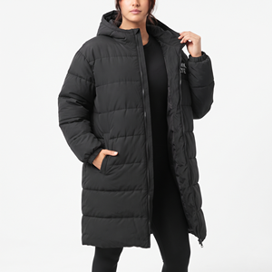 <b>Women's</b> Long Puffer <b>Coat</b> Wholesale <b>Lightweight</b> Hooded Mid Length Warm Winter Jacket Quilted Padded Overcoat Fashion Outerwear - Product Image 3