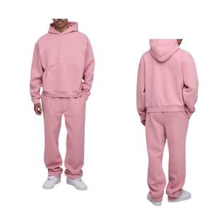 Conjunto Deportivo Unisex de Invierno, Sudadera Holgada de Algodón y Forro Polar, Pantalón de Doble Cintura, Ligero y Transpirable, OEM ODM - Product Image 1
