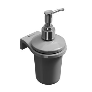 Dispensador de Jabón Líquido de Cerámica para Montar en la Pared, Color Gris, Botella Recargable con Bomba para Loción y Cabeza Cromada, Organizador para Baño - Product Image 1