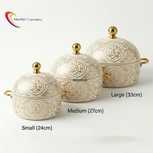Luxury 3pc Hot Pot Stainless Steel Enamel Coated Arabian Style Thermal Insulated Casserole Food Warmer <b>Serving</b> <b>Dish</b> Stock Pots - Product Image 1