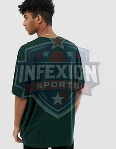 T-shirt décontracté à manches courtes en coton vert uni surdimensionné pour homme - Product Image 4