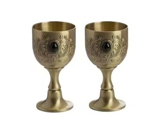 Statement Metal <b>Wine</b> Goblet Fine Engraved Chalice Vintage Drinking Cup Decorative Barware <b>Table</b> Styling - Product Image 2