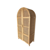 Armoire autoportante en rotin naturel, design scandinave écologique, portes battantes style Shaker, double porte en bois, grande taille