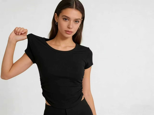 Top Corto de Punto para Mujer, Estilo Vintage, Sólido, Transpirable, Ecológico, Ajustado, Estilo Y2K, Blusa Corta de Manga Corta para Salir - Product Image 5