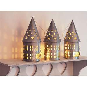 Lanterne artisanale industrielle en métal pour maison de village, vente en gros, porte-bougie en zinc, décoration de table intérieure, ornements de Noël et d'hiver - Product Image 4